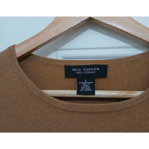 Iris singer womens large 100% cashmere sweater camel brown - Picture 4 of 5
